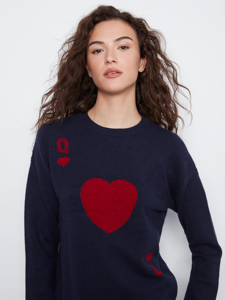Navy Queen Of Hearts Sweater