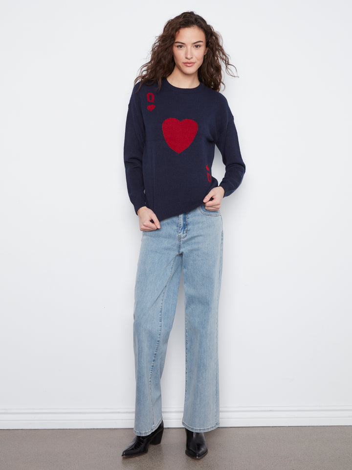 Navy Queen Of Hearts Sweater