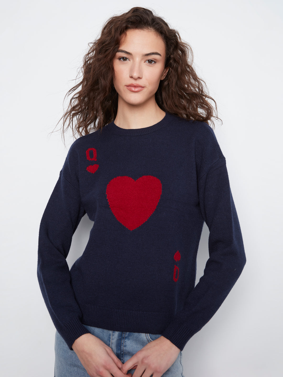 Navy Queen Of Hearts Sweater