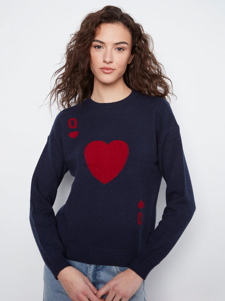 Navy Queen Of Hearts Sweater