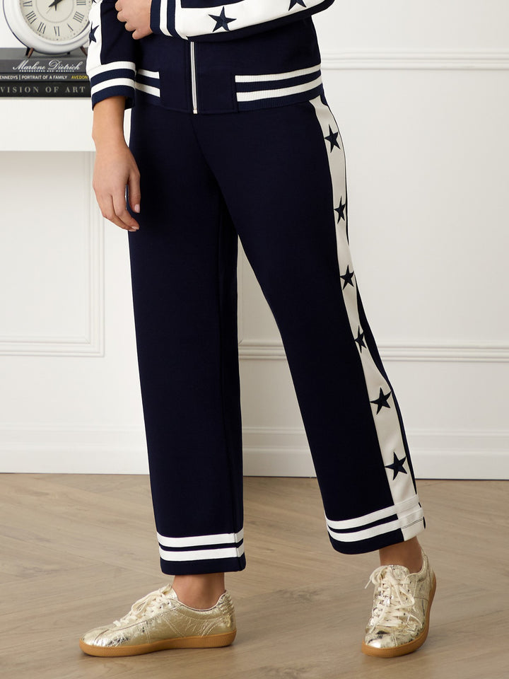 Navy Star Embroidered Pant