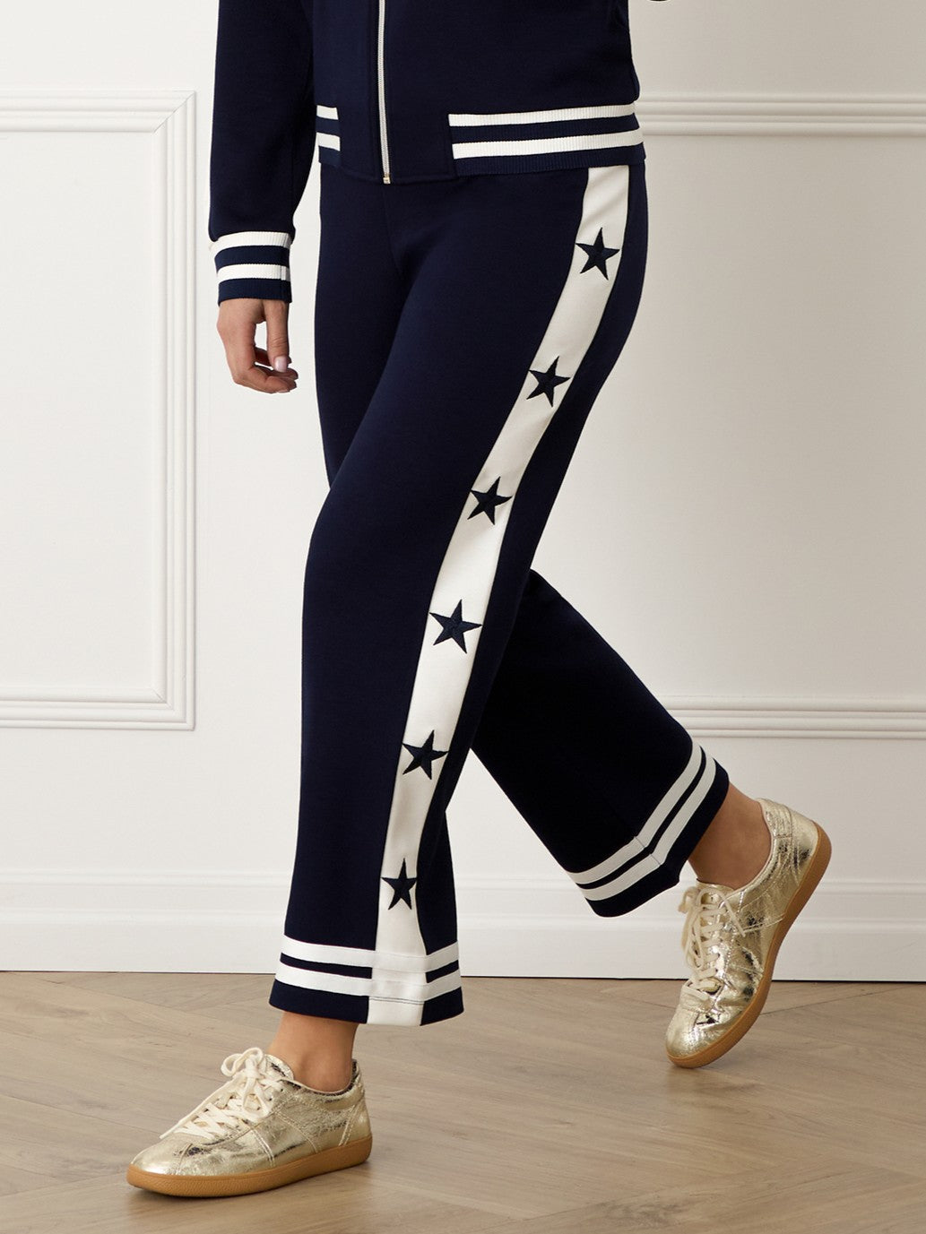 Navy Star Embroidered Pant