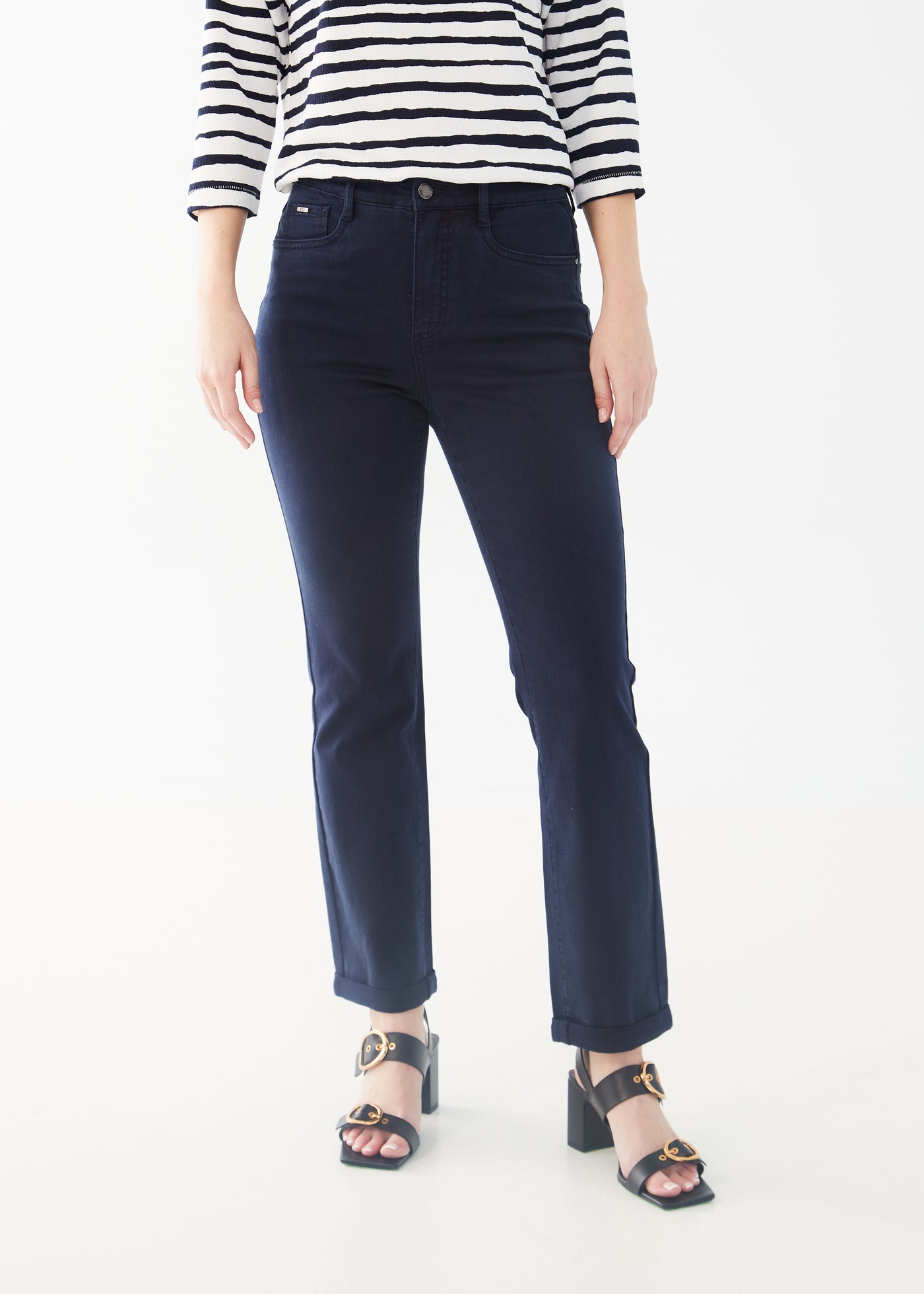 Navy Suzanne Rolled Cuff Pant
