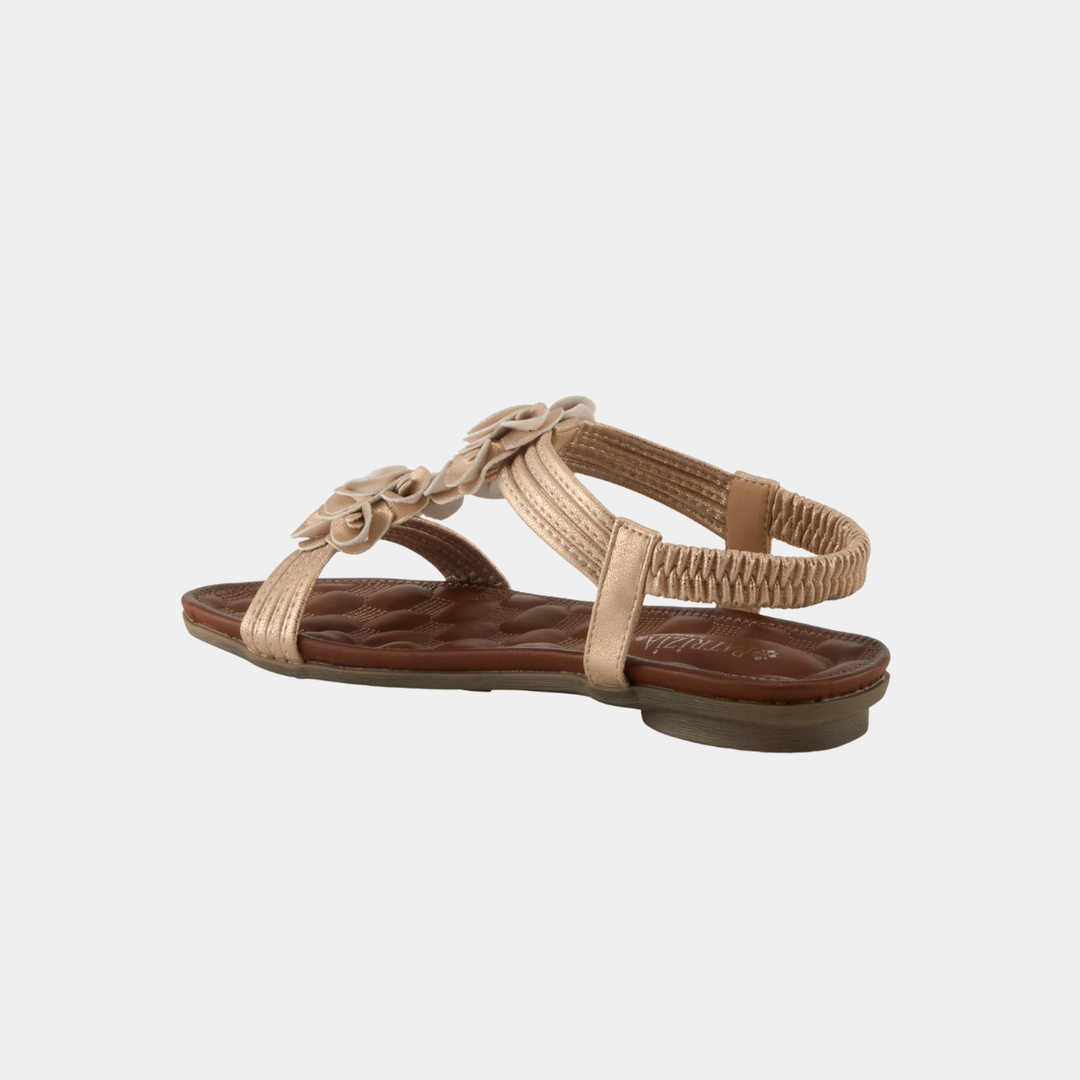 Nectarine Rose Gold Rosette Sandal