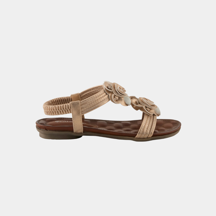 Nectarine Rose Gold Rosette Sandal