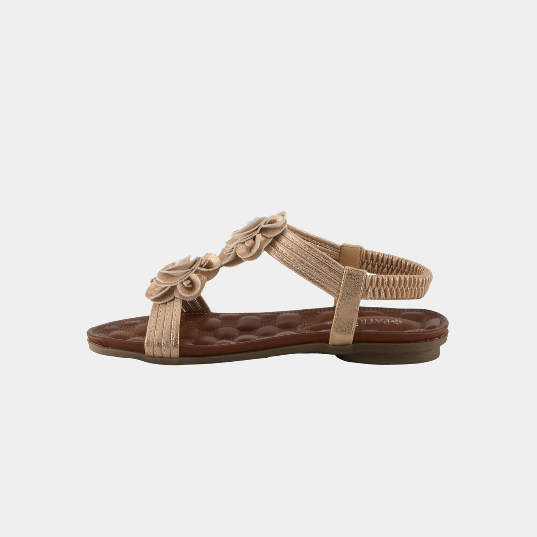 Nectarine Rose Gold Rosette Sandal