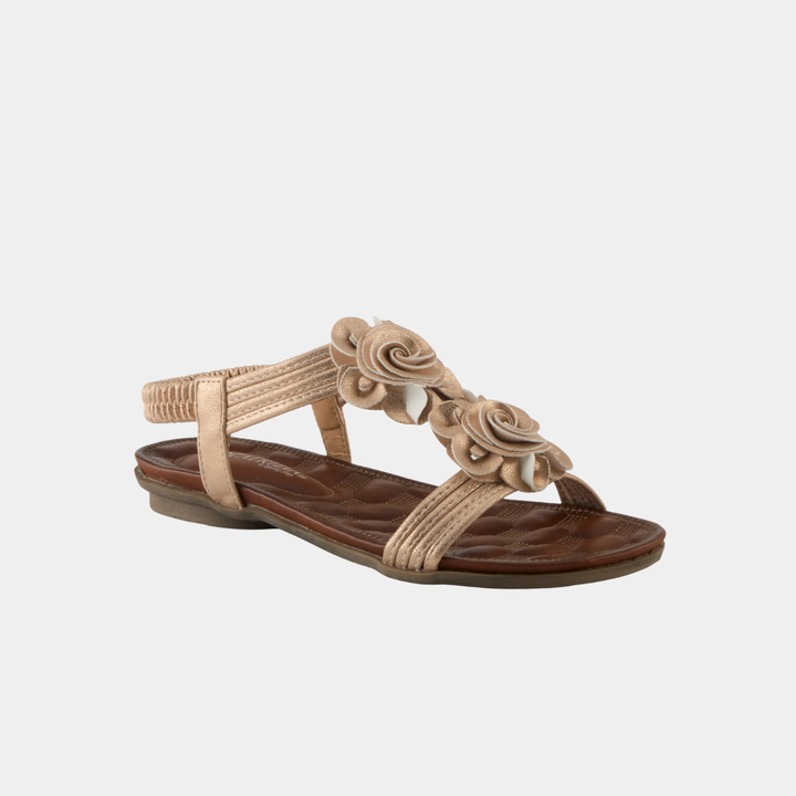 Nectarine Rose Gold Rosette Sandal