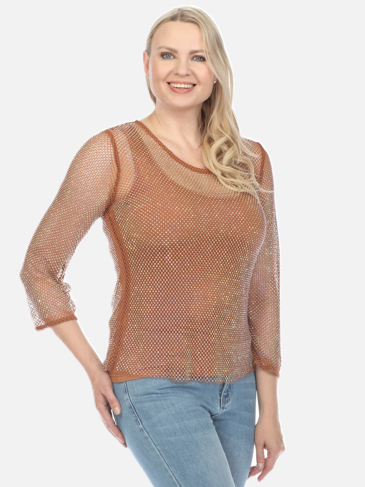 Nicki Jewel Mesh Top With Cami