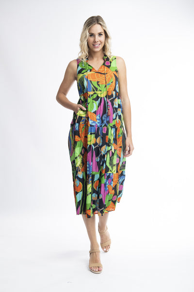 Nicossia Print Long Tiered Dress