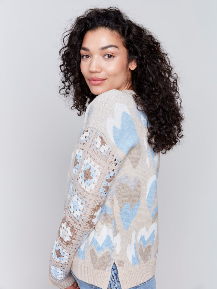 Ocean Hearts Jacquard Sweater