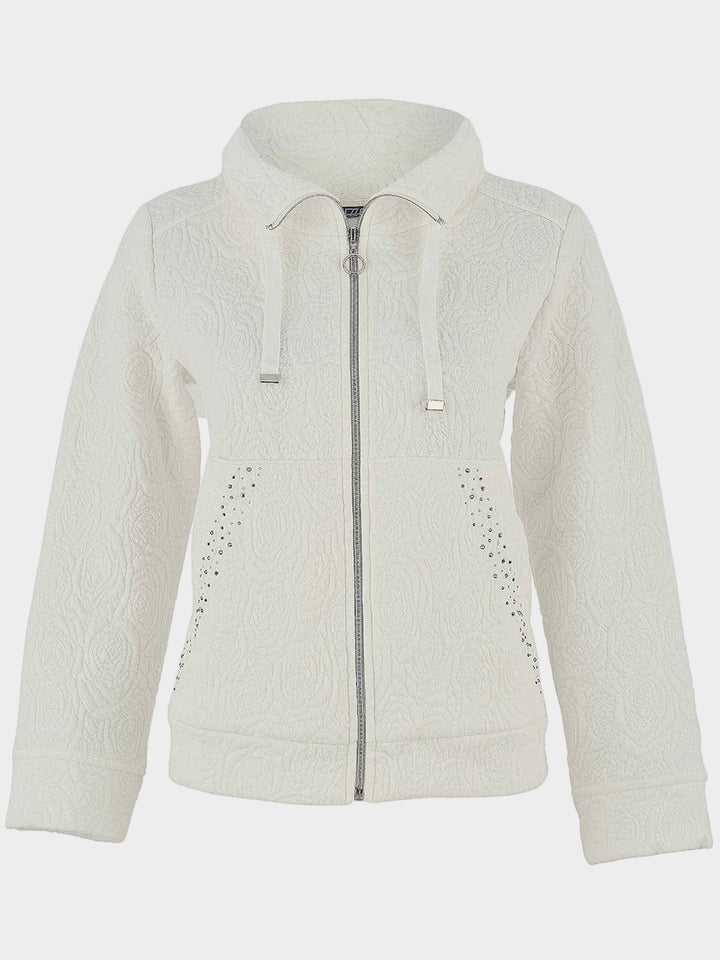 Off White Rose Jacquard Knit Jacket