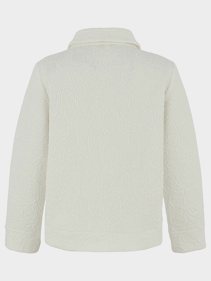 Off White Rose Jacquard Knit Jacket