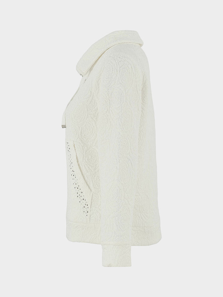 Off White Rose Jacquard Knit Jacket