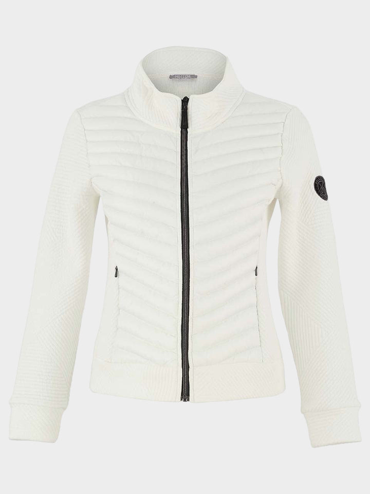 Off White Zip Up Mixed Lines Jacquard Jacket