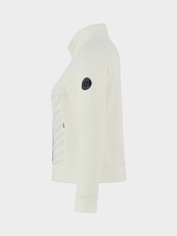 Off White Zip Up Mixed Lines Jacquard Jacket