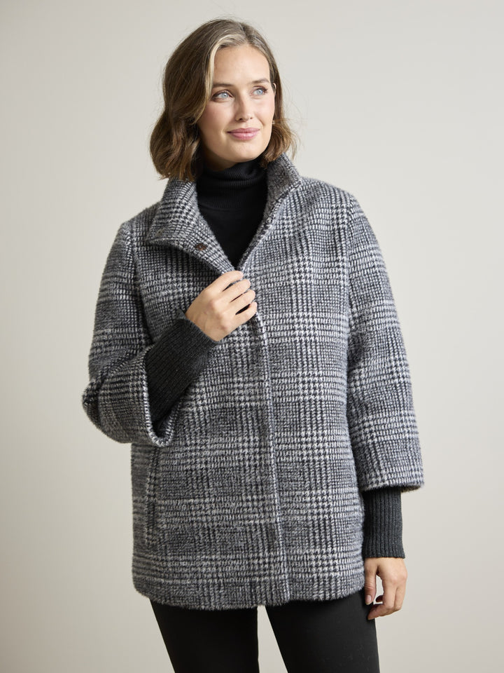 Olga Black and White Houndstooth Coat