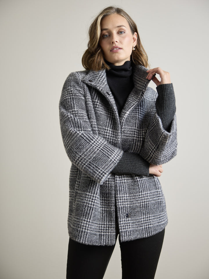 Olga Black and White Houndstooth Coat