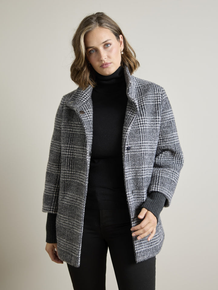 Olga Black and White Houndstooth Coat