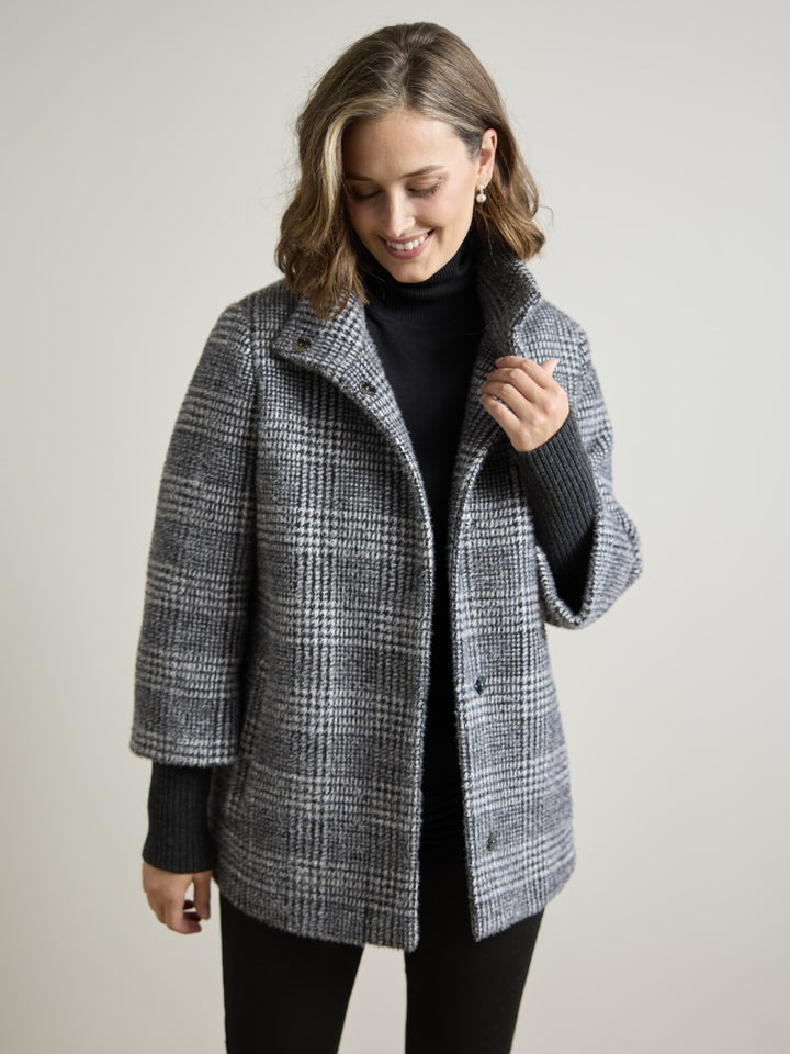 Olga Black and White Houndstooth Coat