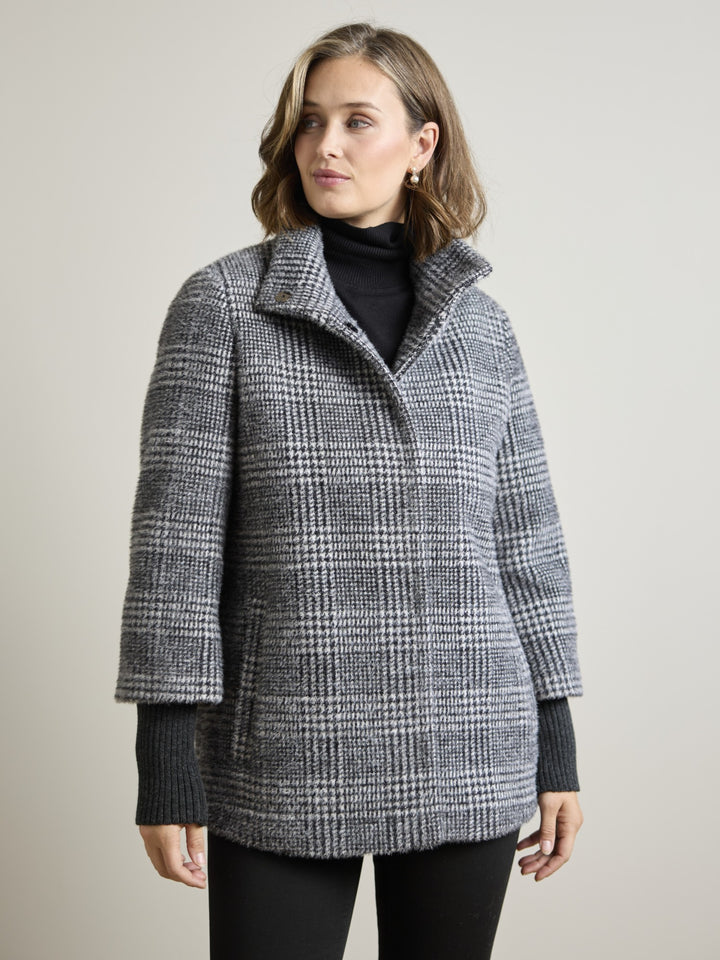Olga Black and White Houndstooth Coat