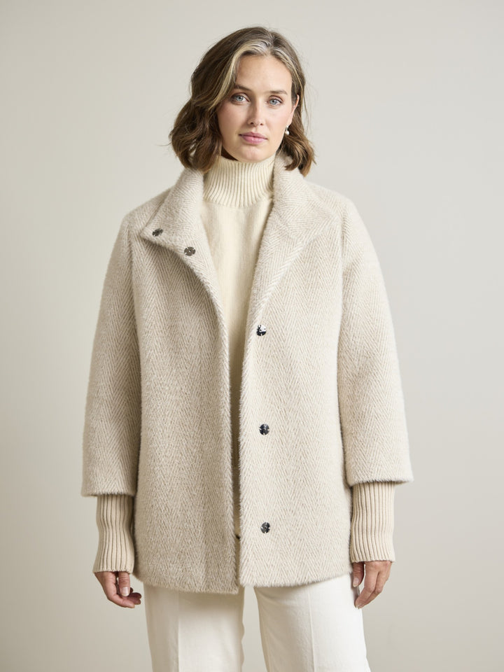 Olga Oatmeal Herringbone Coat