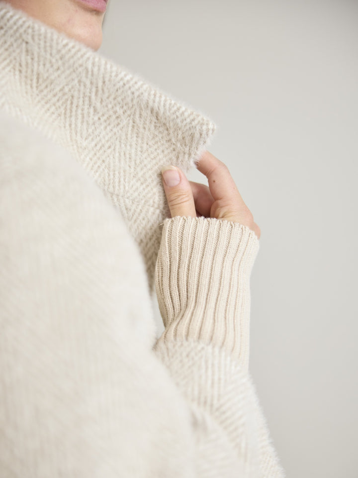 Olga Oatmeal Herringbone Coat