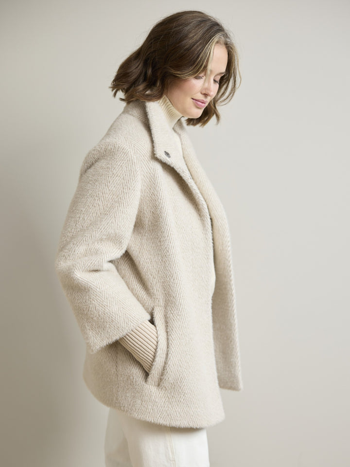 Olga Oatmeal Herringbone Coat