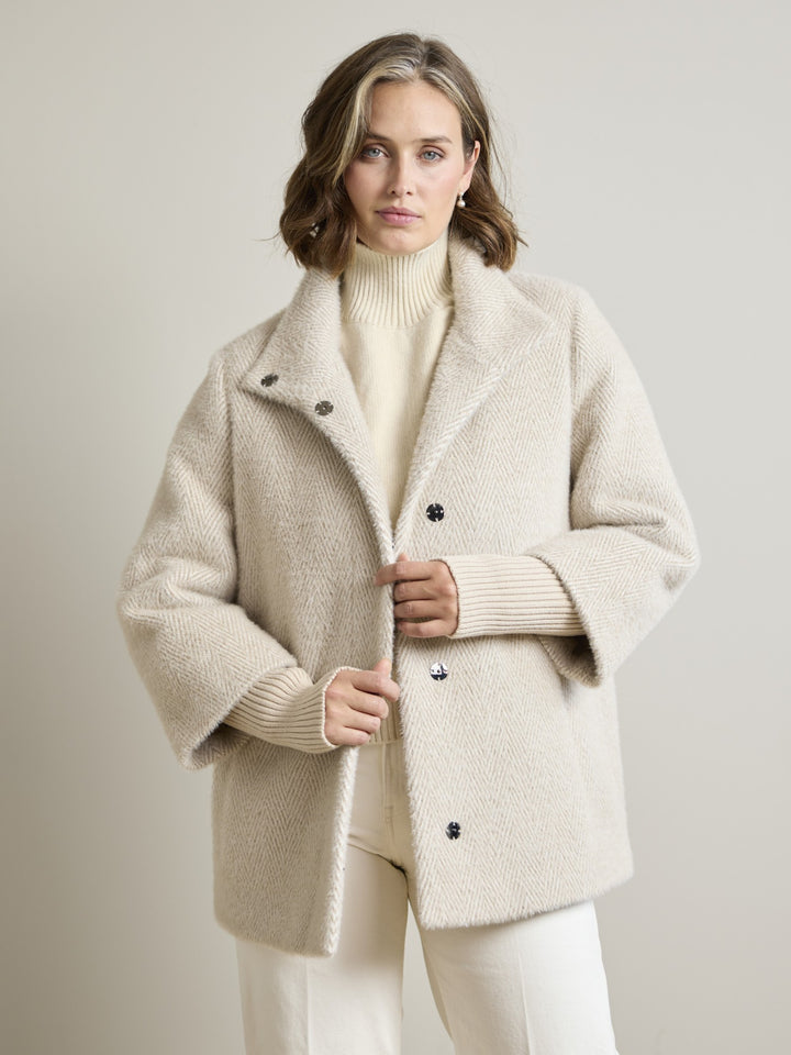 Olga Oatmeal Herringbone Coat