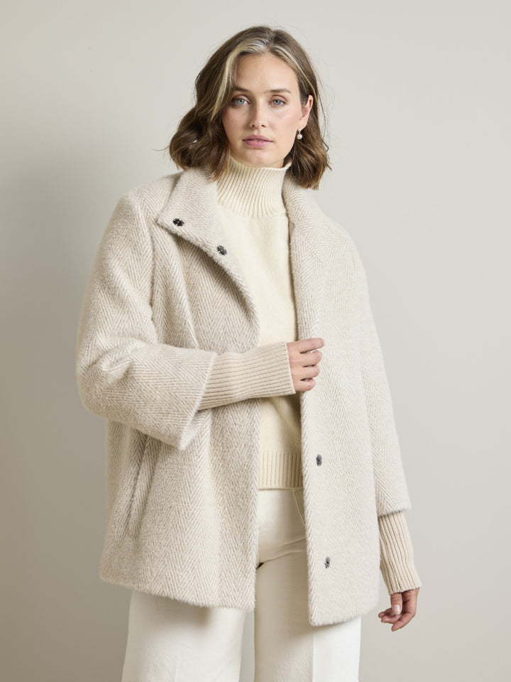Olga Oatmeal Herringbone Coat