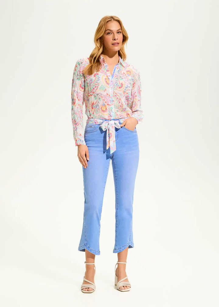 Olivia Bootcut Ankle Jean with Printed Belt