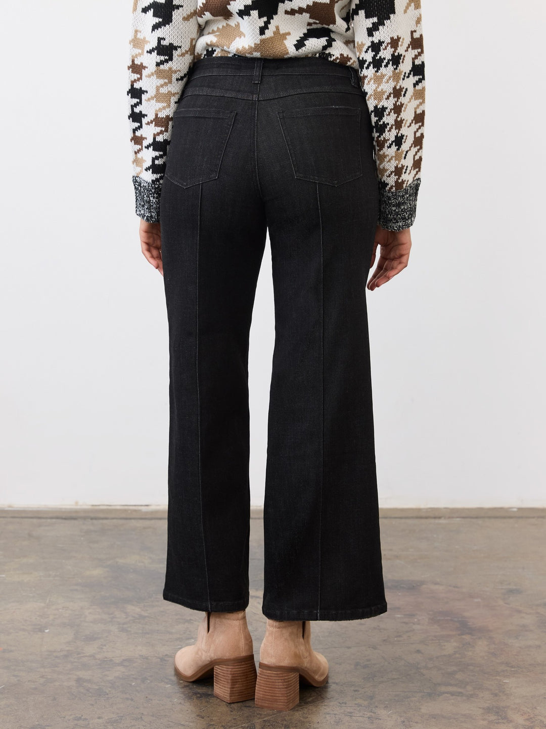 Olivia Deep Black Pintuck Wide Leg Jean