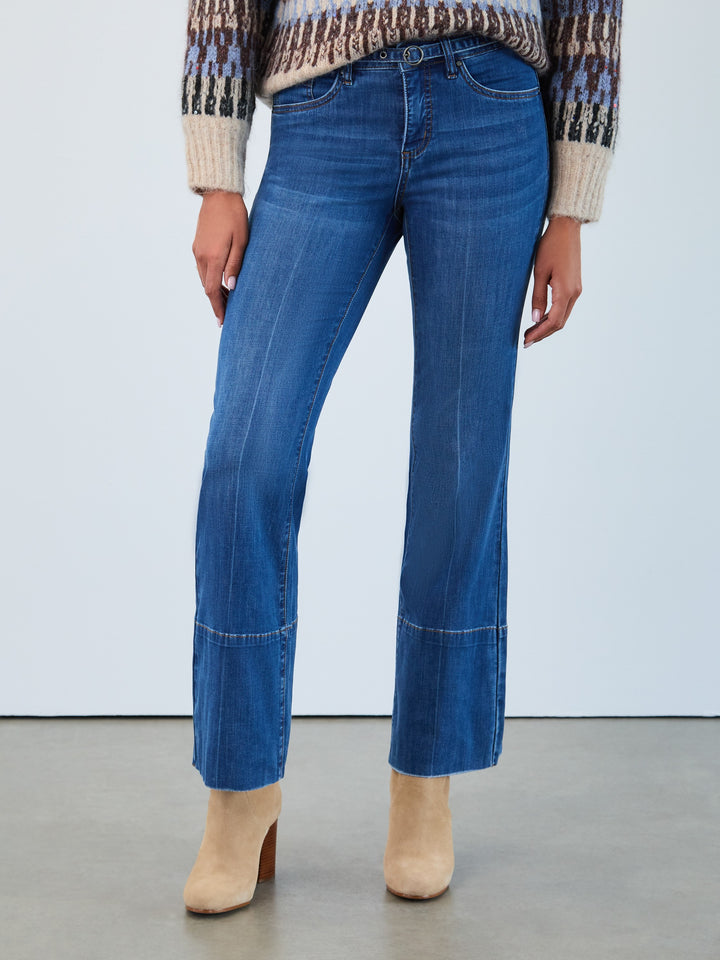 Olivia Wide Cuff Bootleg Jean With Belt