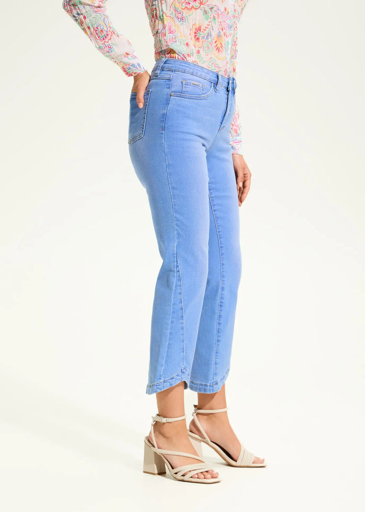 Olivia Bootcut Ankle Jean with Printed Belt