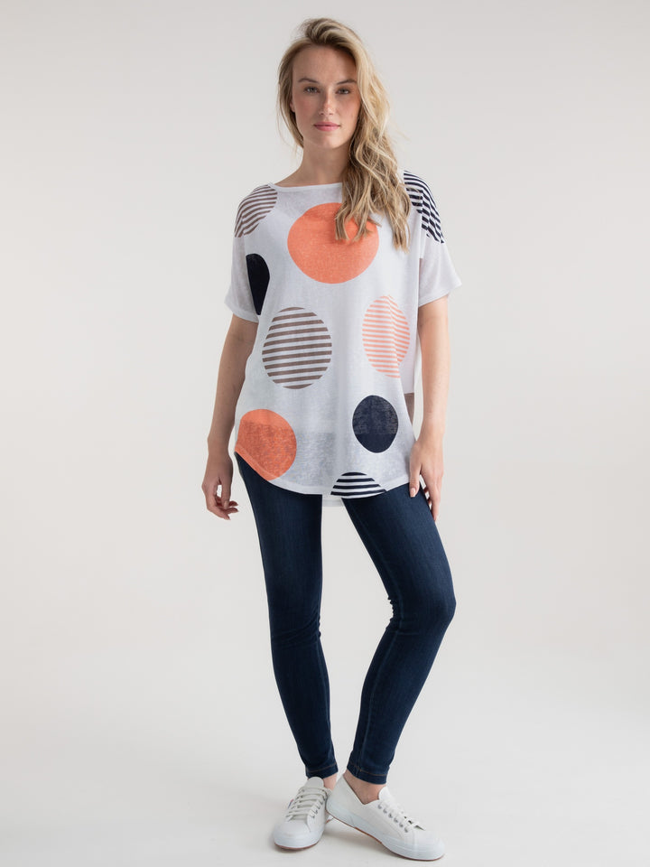 Orange Combo Circles Top with Cami