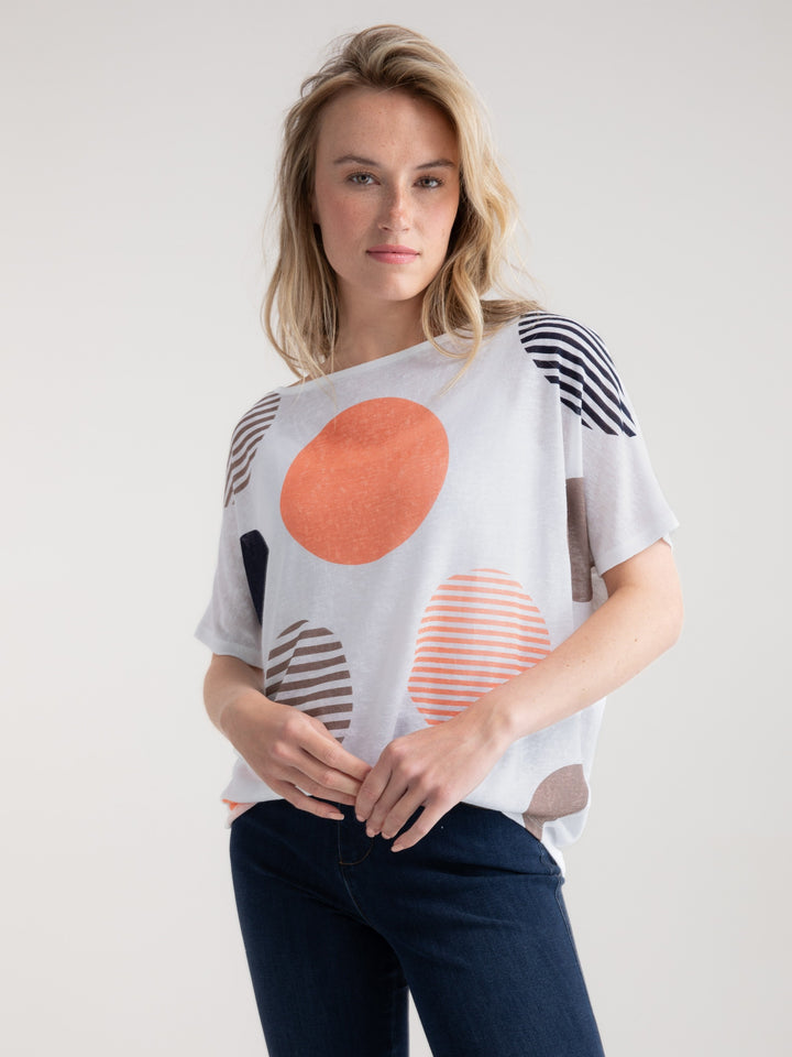 Orange Combo Circles Top with Cami