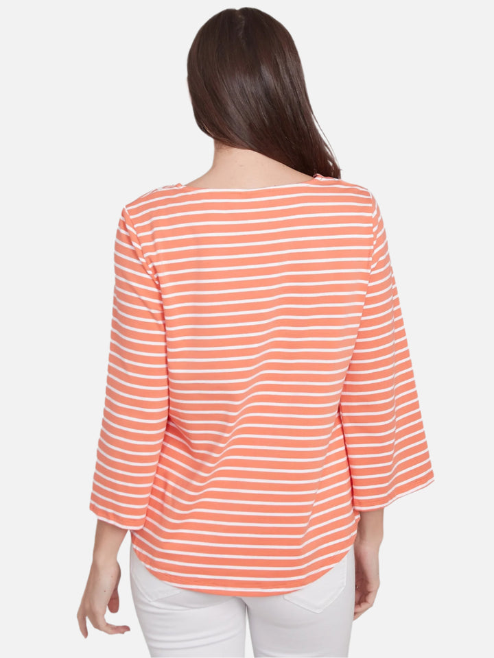 Orange Zig Zag Striped Detail Top