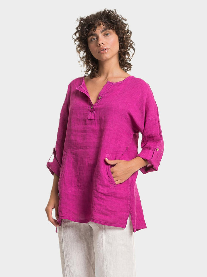 Orchidea Notch Neck Linen Tunic