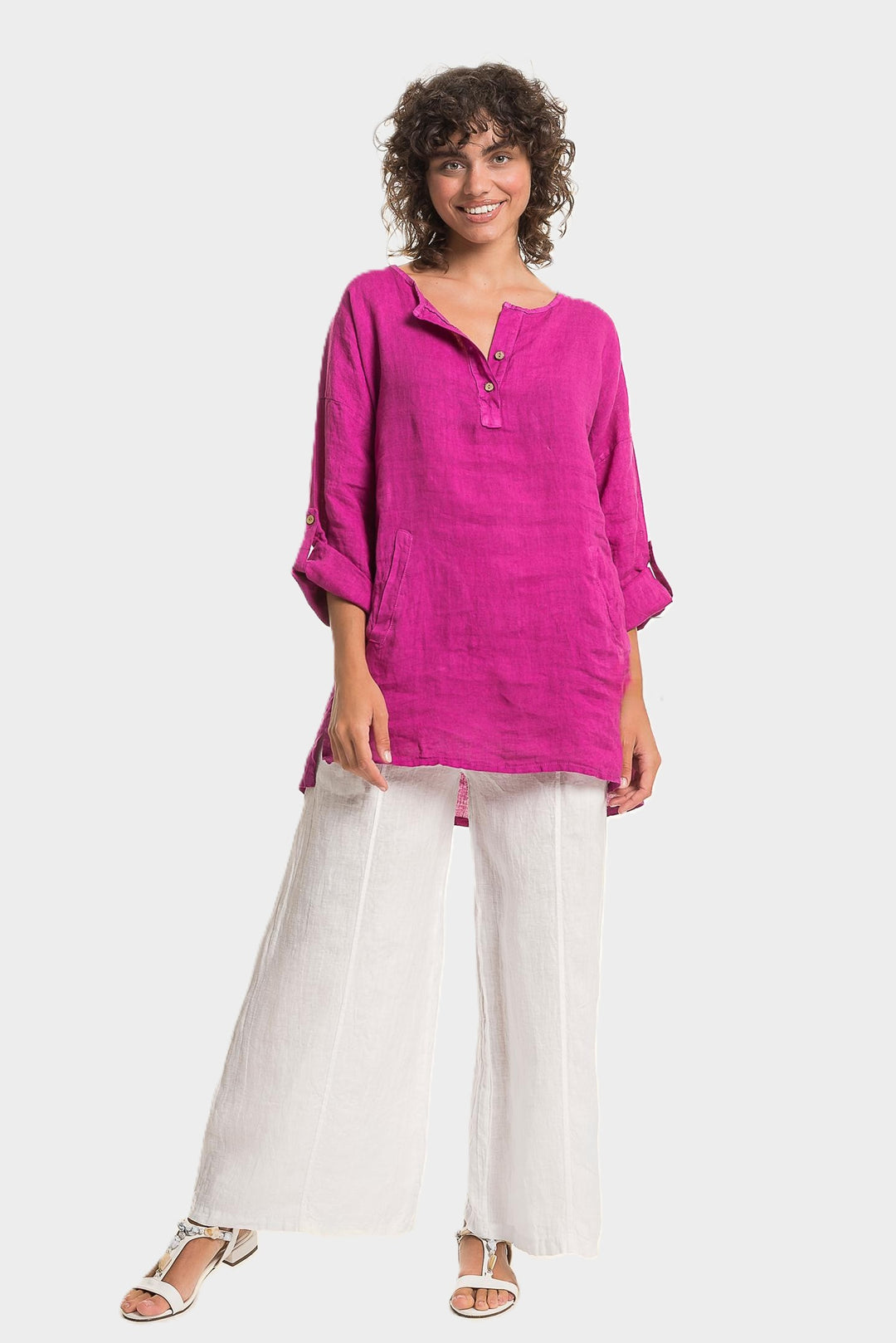 Orchidea Notch Neck Linen Tunic