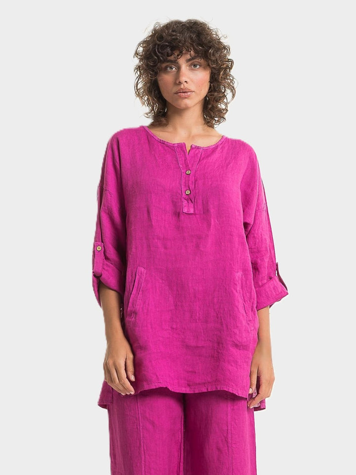 Orchidea Notch Neck Linen Tunic