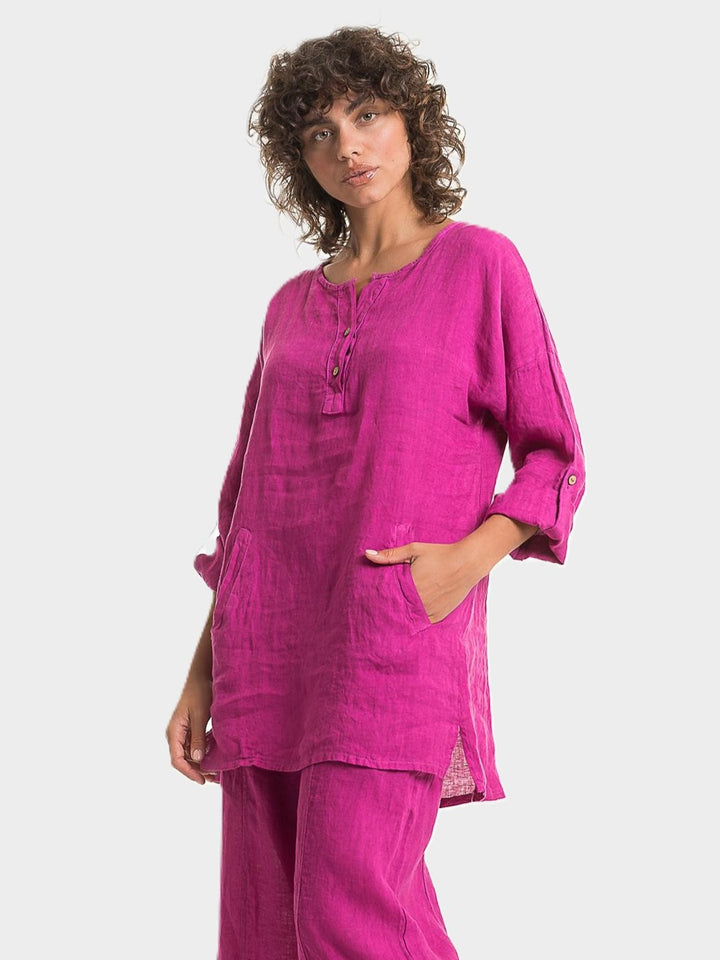Orchidea Notch Neck Linen Tunic