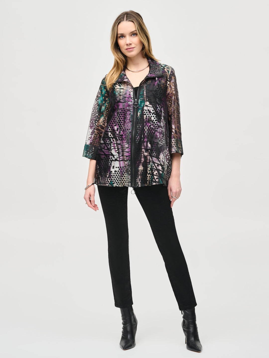 Organza Abstract Print Jacket