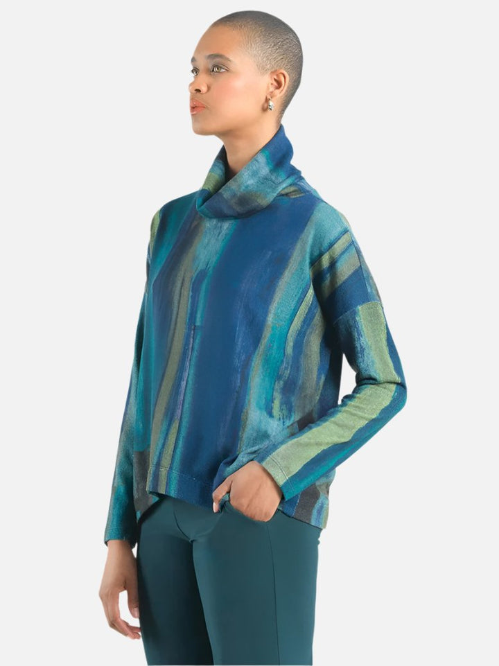 Paint Stroke Turtleneck Sweater Top