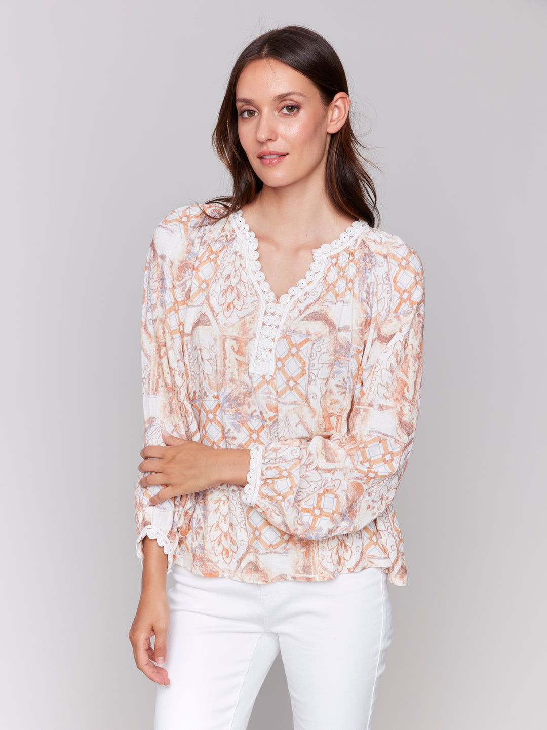 Papaya Print Raglan Sleeve Blouse