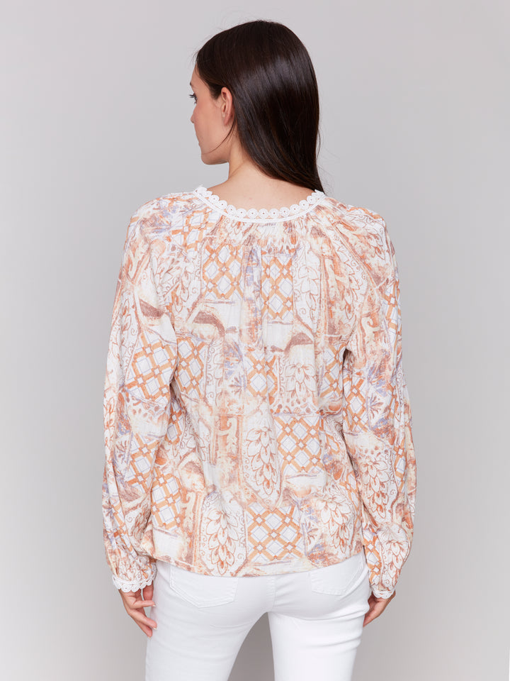 Papaya Print Raglan Sleeve Blouse