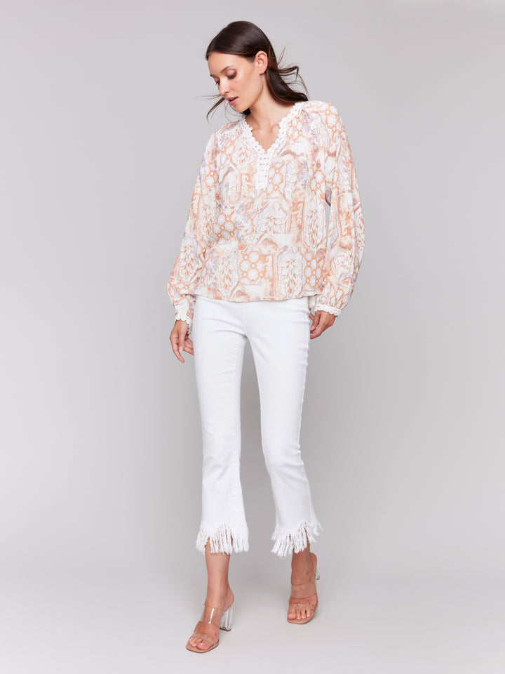 Papaya Print Raglan Sleeve Blouse