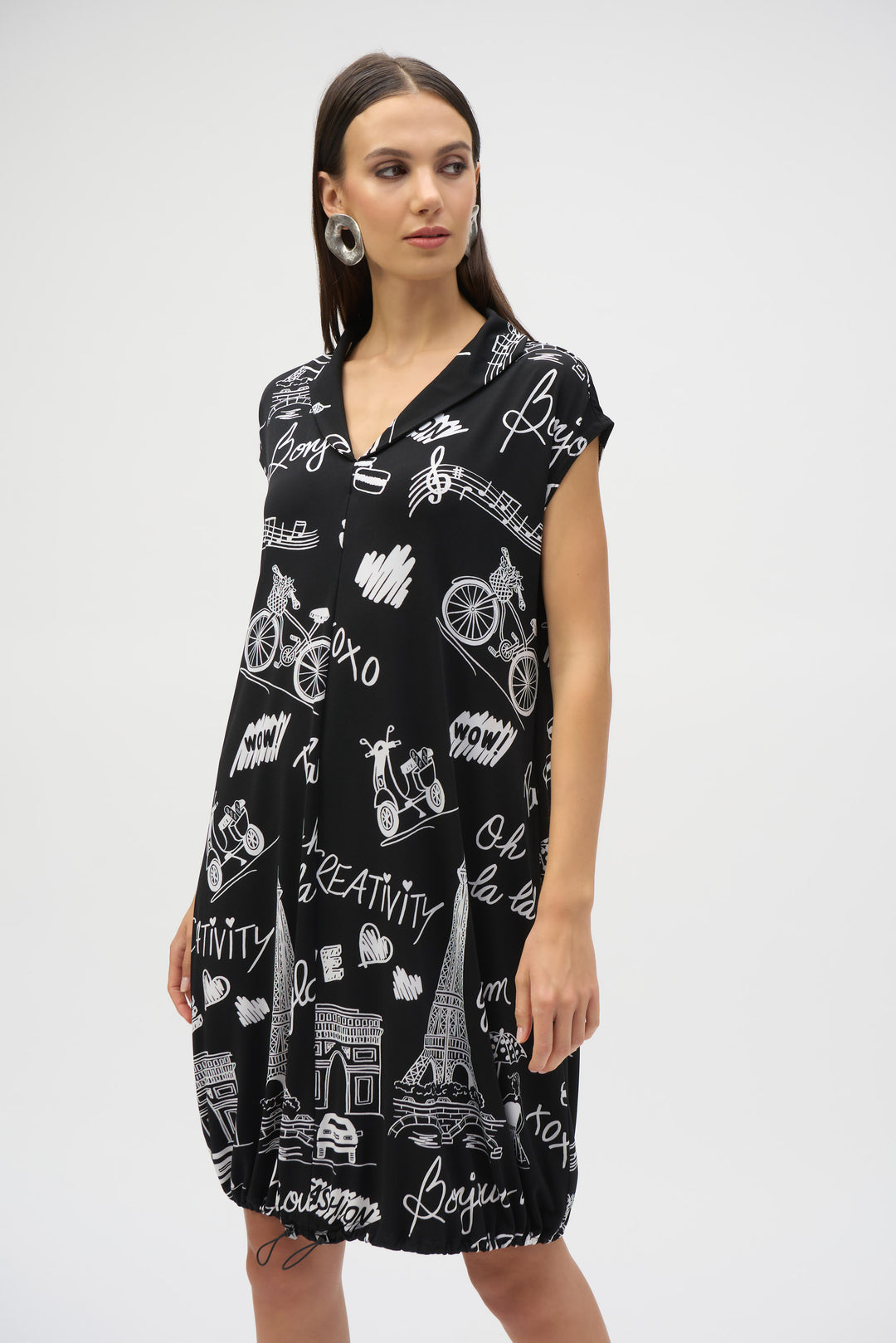 Paris Print Cocoon Dress