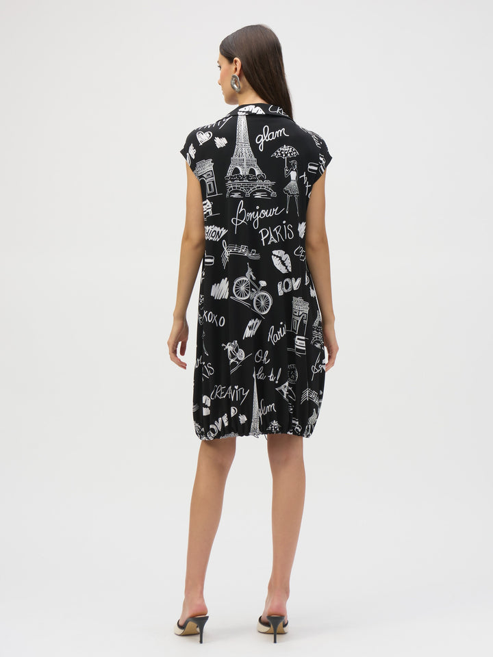 Paris Print Cocoon Dress