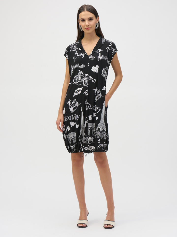 Paris Print Cocoon Dress