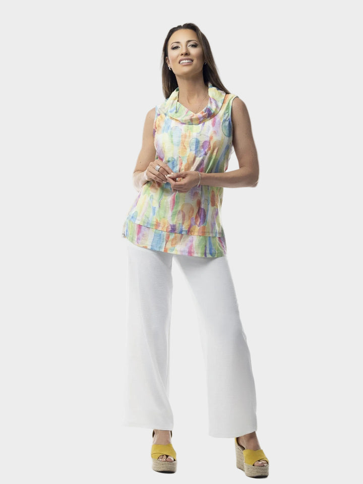 Pastel Pop Print Cowl Top