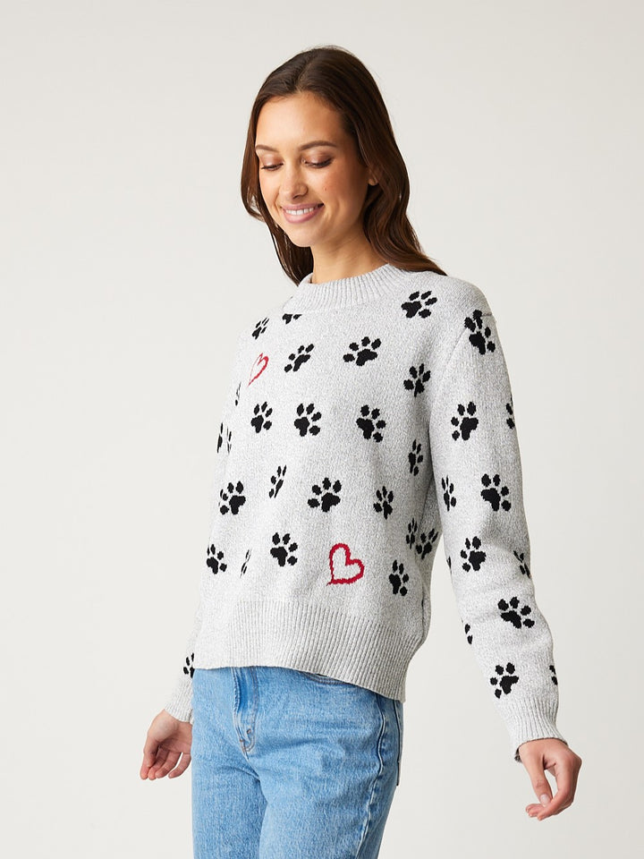 Paw Print Light Grey Sweater